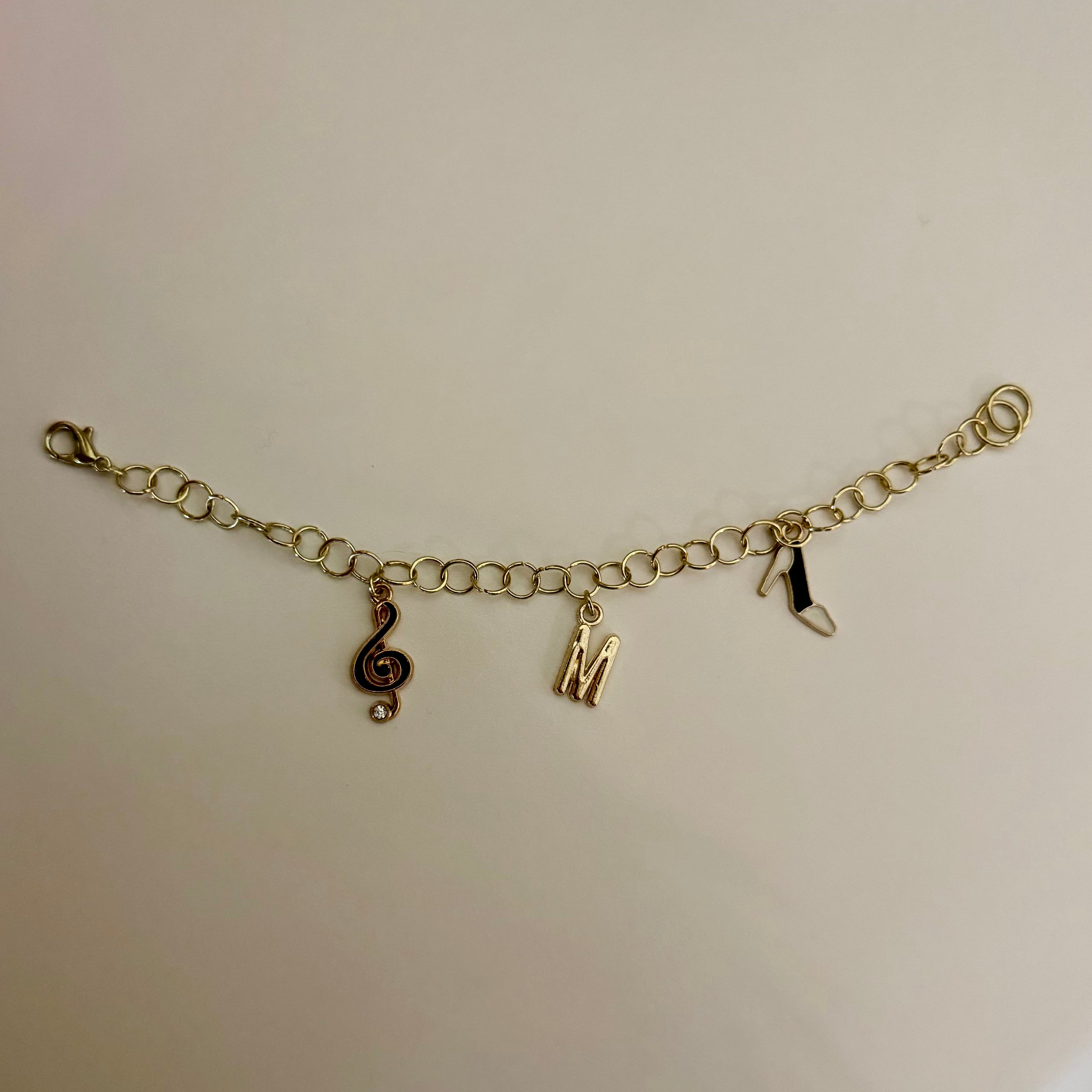 Gold 3 Charm Bracelet